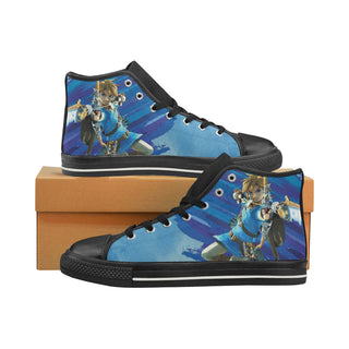 Link with Arrow Black High Top Canvas Shoes for Kid - TeeAmazing