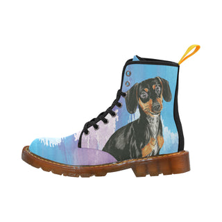 Dachshund Water Colour No.1 Black Boots For Men - TeeAmazing