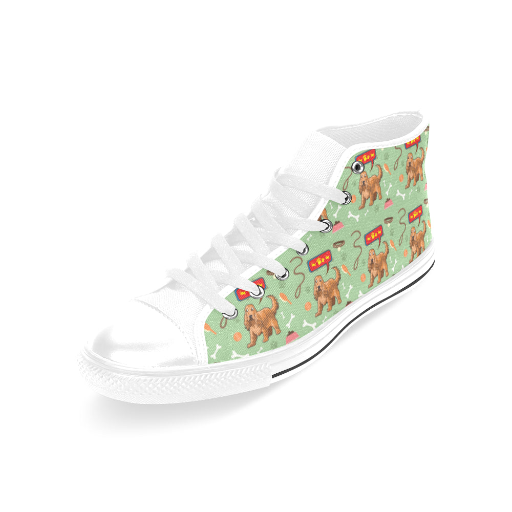 American Cocker Spaniel Pattern White Men’s Classic High Top Canvas Shoes /Large Size - TeeAmazing