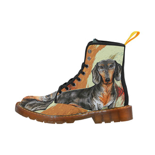 Dachshund Drawing Black Boots For Women - TeeAmazing