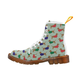 Dachshund White Boots For Women - TeeAmazing