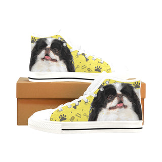 Japanese Chin Dog White Men’s Classic High Top Canvas Shoes /Large Size - TeeAmazing