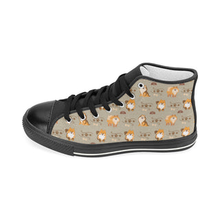 Pomeranian Pattern Black Men’s Classic High Top Canvas Shoes - TeeAmazing