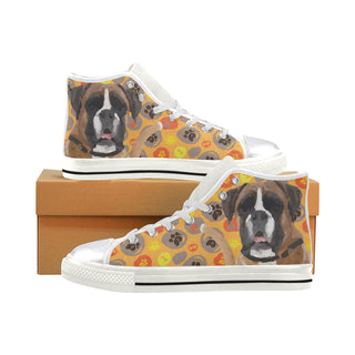 Boxer White Women's Classic High Top Canvas Shoes - TeeAmazing