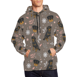 Rottweiler Flower All Over Print Hoodie for Men (USA Size) (Model H13) - TeeAmazing