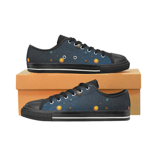 Planet Pattern Black Low Top Canvas Shoes for Kid - TeeAmazing