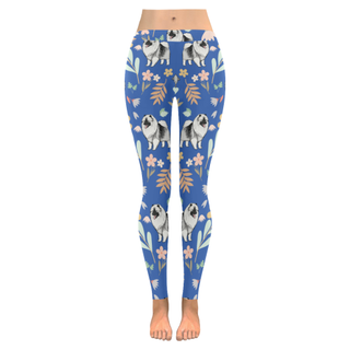 Keeshound Flower Low Rise Leggings (Invisible Stitch) (Model L05) - TeeAmazing