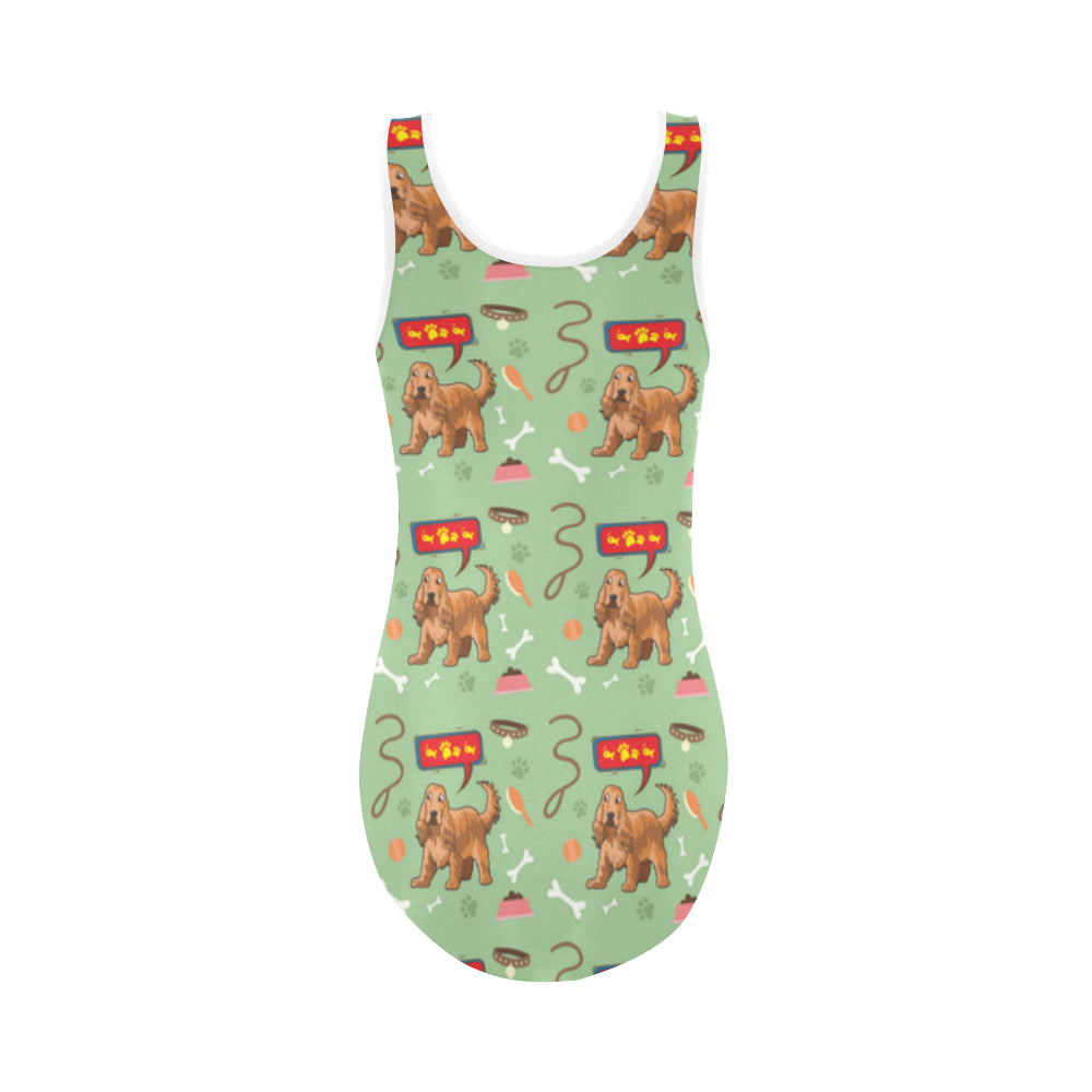 American Cocker Spaniel Pattern Vest One Piece Swimsuit - TeeAmazing