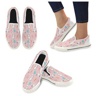 Rabbit White Women's Slip-on Canvas Shoes/Large Size (Model 019) - TeeAmazing