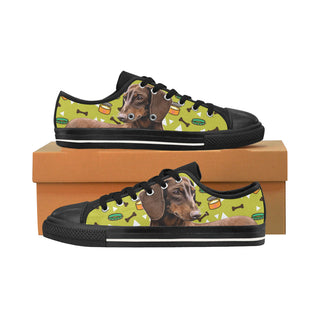 Dachshund Black Men's Classic Canvas Shoes/Large Size - TeeAmazing