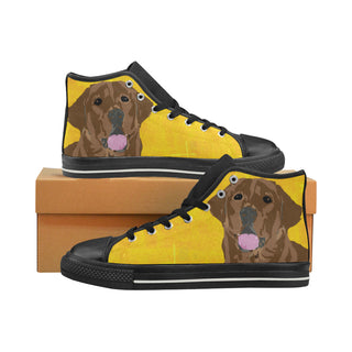 Chocolate Labrador Black Men’s Classic High Top Canvas Shoes - TeeAmazing
