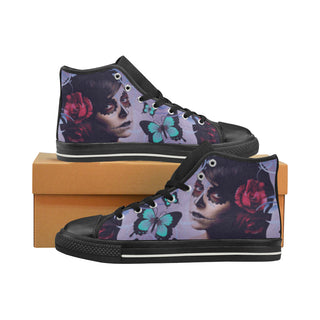 Sugar Skull Candy Black High Top Canvas Shoes for Kid - TeeAmazing