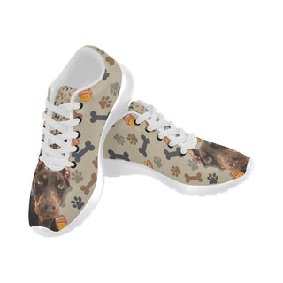 Doberman Dog White Sneakers for Women - TeeAmazing