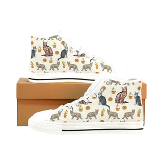 Ocicat White Men’s Classic High Top Canvas Shoes /Large Size - TeeAmazing