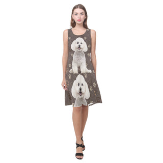 Bichon Frise Dog Sleeveless Splicing Shift Dress - TeeAmazing