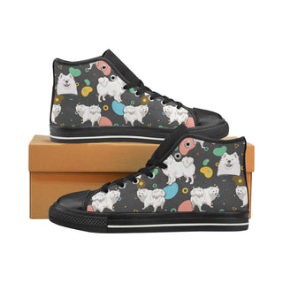 Samoyed Black High Top Canvas Shoes for Kid - TeeAmazing