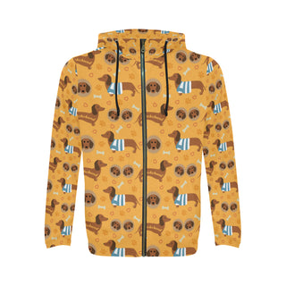 Dachshund Pattern All Over Print Full Zip Hoodie for Men - TeeAmazing