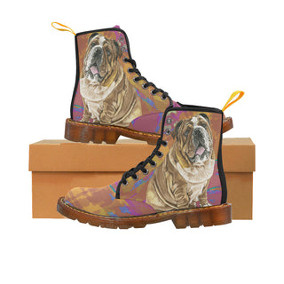 English Bulldog Water Colour No.2 Black Boots For Men - TeeAmazing