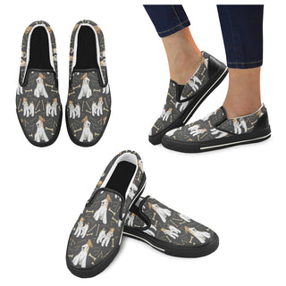Wire Hair Fox Terrier Black Women's Slip-on Canvas Shoes/Large Size (Model 019) - TeeAmazing