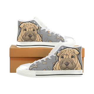 Shar Pei Dog White High Top Canvas Women's Shoes/Large Size - TeeAmazing