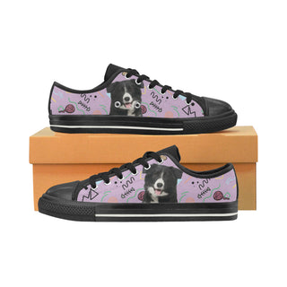 Border Collie Black Low Top Canvas Shoes for Kid - TeeAmazing