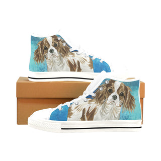 Cavalier King Charles Spaniel Water Colour No.1 White Men’s Classic High Top Canvas Shoes /Large Size - TeeAmazing