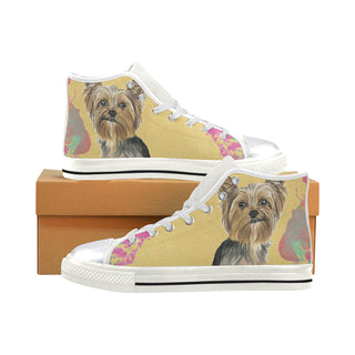 Yorkshire Terrier Water Colour No.1 White Women's Classic High Top Canvas Shoes - TeeAmazing