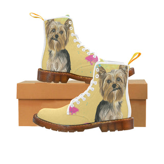 Yorkshire Terrier Water Colour No.1 White Boots For Men - TeeAmazing