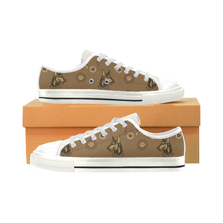 Doberman White Low Top Canvas Shoes for Kid - TeeAmazing