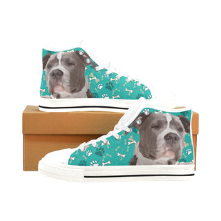 Staffordshire Bull Terrier White Men’s Classic High Top Canvas Shoes /Large Size - TeeAmazing