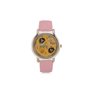 Akita Pattern Women's Rose Gold Leather Strap Watch - TeeAmazing