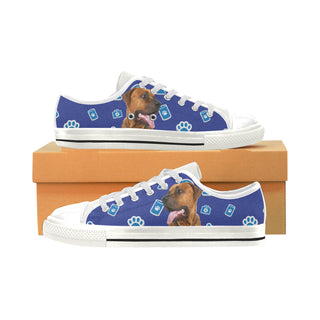 Tosa Dog White Low Top Canvas Shoes for Kid - TeeAmazing