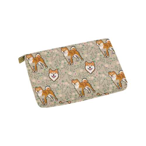 Akita Flower Carry-All Pouch 9.5''x6'' - TeeAmazing