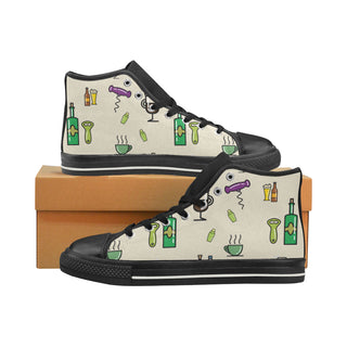 Bartender Pattern Black High Top Canvas Shoes for Kid - TeeAmazing