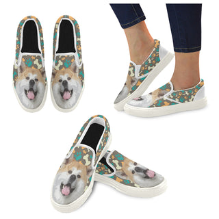 Akita White Women's Slip-on Canvas Shoes - TeeAmazing