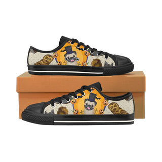 Pug Halloween Black Men's Classic Canvas Shoes/Large Size - TeeAmazing