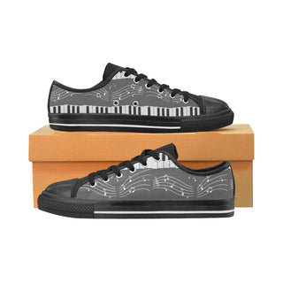 Piano Pattern Black Low Top Canvas Shoes for Kid - TeeAmazing