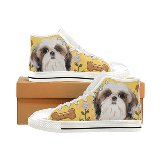 Shih Tzu Dog White Men’s Classic High Top Canvas Shoes - TeeAmazing