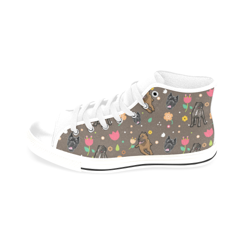 Cane Corso Flower White Men’s Classic High Top Canvas Shoes /Large Size - TeeAmazing