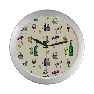 Bartender Pattern Silver Color Wall Clock - TeeAmazing