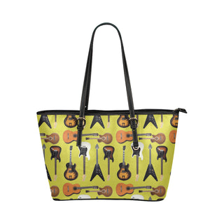 Guitar Pattern Leather Tote Bag/Small - TeeAmazing