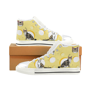 American Wirehair White High Top Canvas Shoes for Kid - TeeAmazing