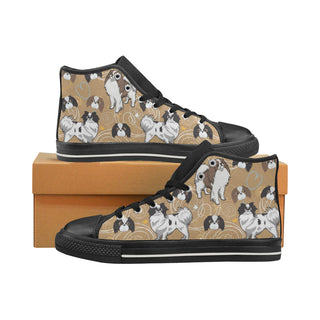 Japanese Chin Black Men’s Classic High Top Canvas Shoes - TeeAmazing