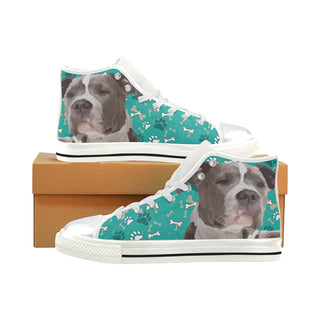Staffordshire Bull Terrier White High Top Canvas Shoes for Kid - TeeAmazing