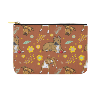American Staffordshire Terrier Flower Carry-All Pouch 12.5''x8.5'' - TeeAmazing