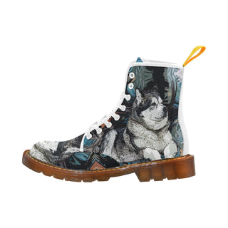Alaskan Malamute White Boots For Men - TeeAmazing