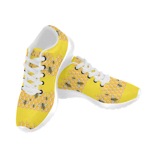 Bee Pattern White Sneakers for Men - TeeAmazing