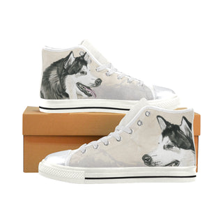 Alaskan Malamute Water Colour White High Top Canvas Women's Shoes/Large Size - TeeAmazing