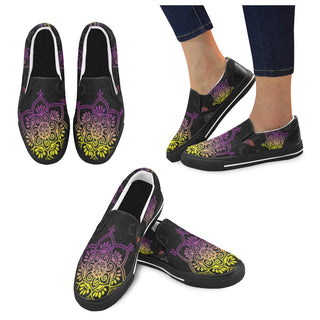Chakra Black Women's Slip-on Canvas Shoes/Large Size (Model 019) - TeeAmazing