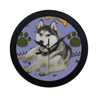 Siberian Husky Dog Black Circular Plastic Wall clock - TeeAmazing